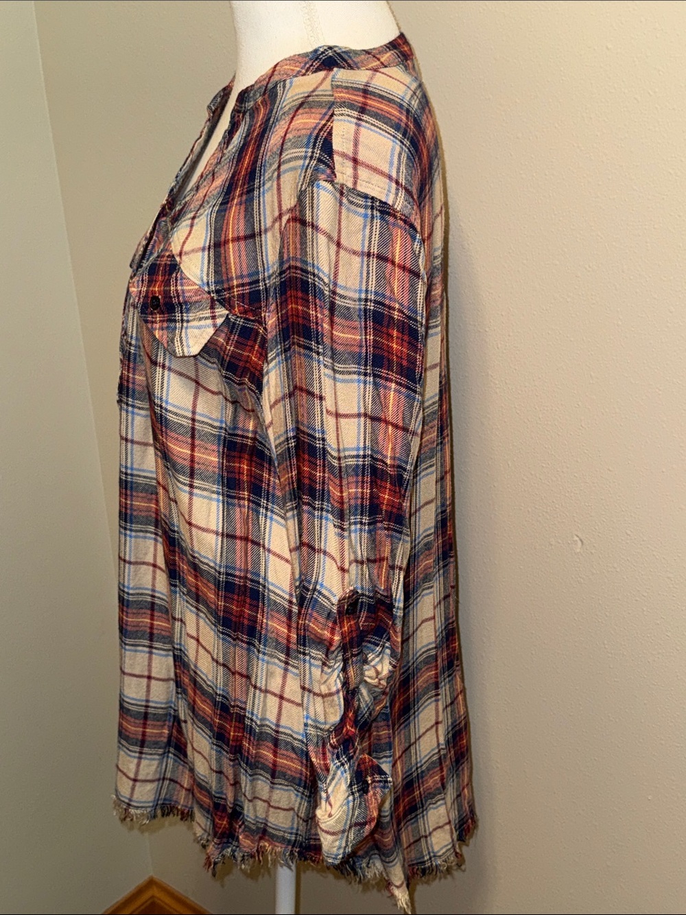 New Women’s Plaid Knit Long Sleeve Tunic Top - Large - Picture 6 of 8